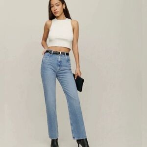 Reformation Women's Light Blue Straight Leg Jeans